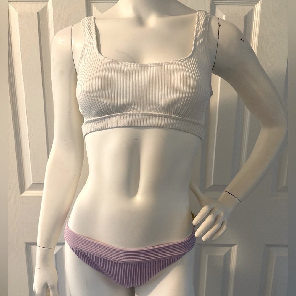 Hollister White and Purple Bikini Set
